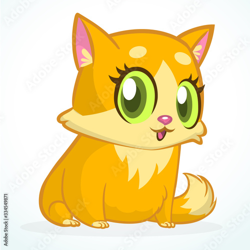 Cute and funny cartoon cat. Vector illustration