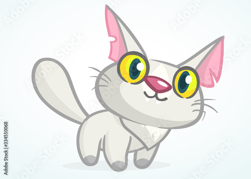 Cute and funny cartoon cat. Vector illustration