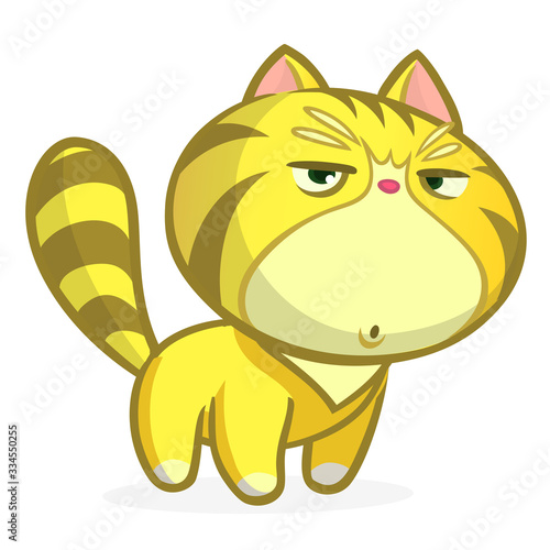 Cute and funny cartoon cat. Vector illustration