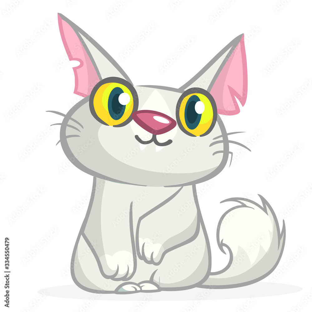 Cute and funny cartoon cat. Vector illustration