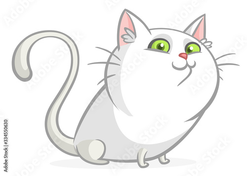 Cute and funny cartoon cat. Vector illustration