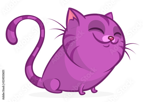 Cute and funny cartoon cat. Vector illustration