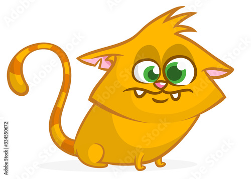 Cute and funny cartoon cat. Vector illustration