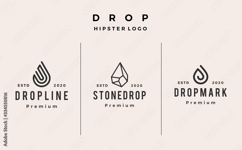 drop line stone logo vector icon hipster vintage retro illustration - obrazy, fototapety, plakaty 