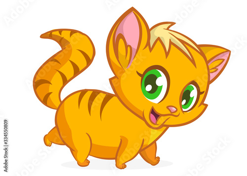 Cute and funny cartoon cat. Vector illustration