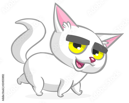 Cute and funny cartoon cat. Vector illustration