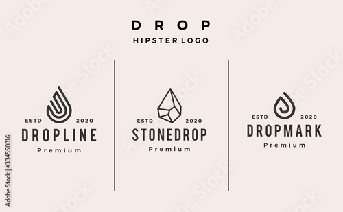 drop line stone logo vector icon hipster vintage retro illustration
