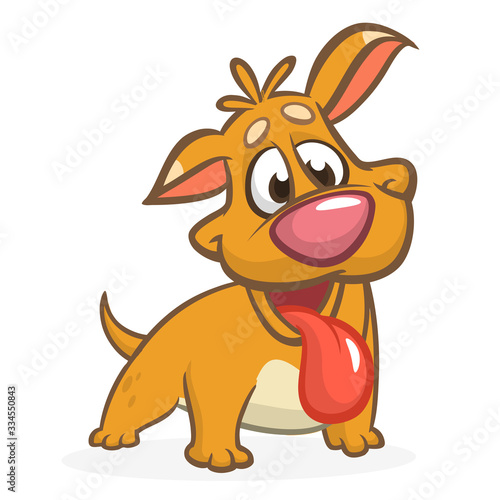 Cute and funny cartoon dog. Vector illustration