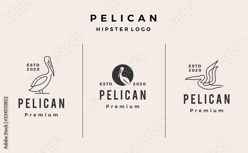 Obraz na plátně pelican logo vector icon illustration hipster retro vintage