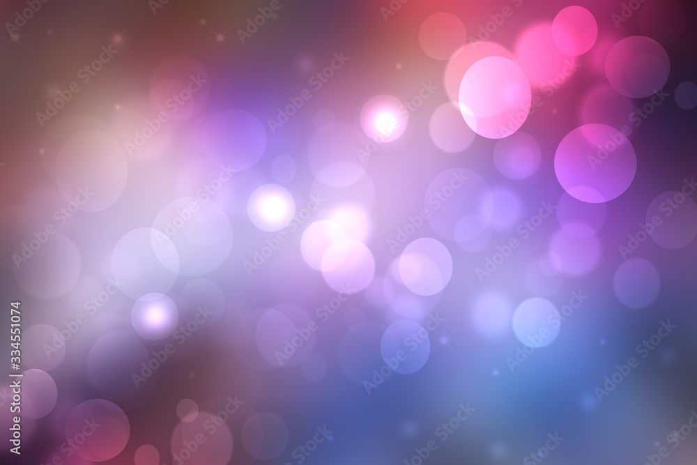 Abstract dark blue gradient pink purple background texture with glitter defocused sparkle bokeh circles and glowing circular lights. Beautiful backdrop with bokeh light effect.