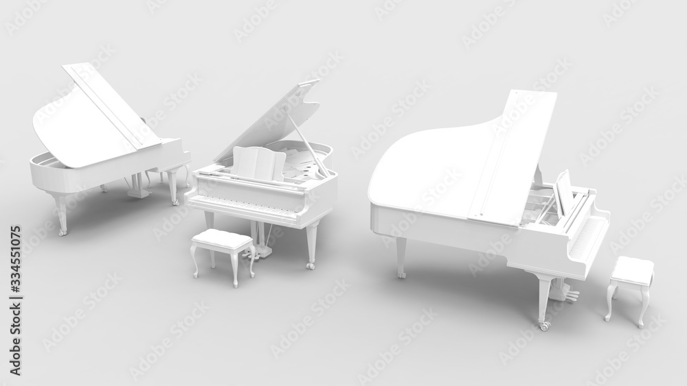 Fototapeta premium 3D rendering of a piano music instrument musical play keys wooden