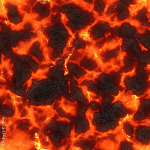 Seamless magma or lava texture  melting flow. Red hot molten lava flow