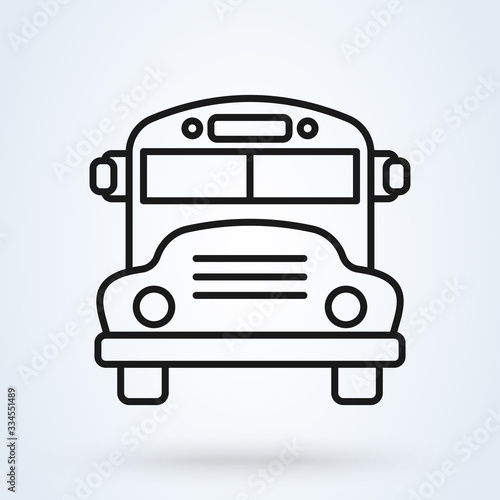 School Bus outline icon. Vector thin line illustration. school bus or public transport