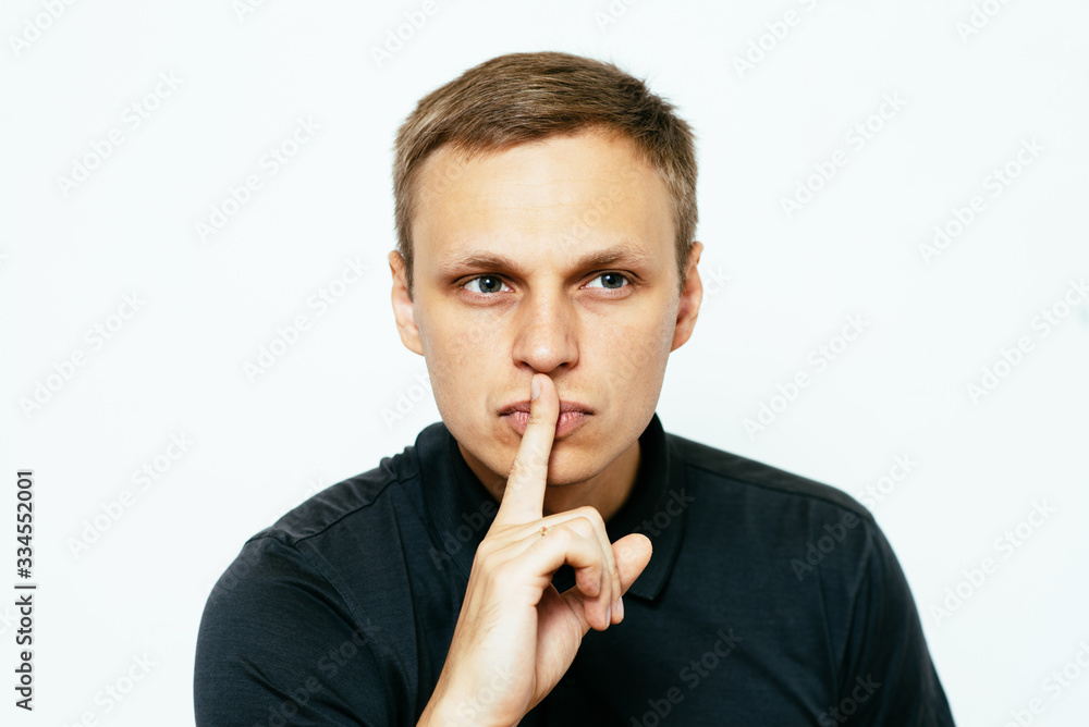 man put finger on her lips man put finger on her lips