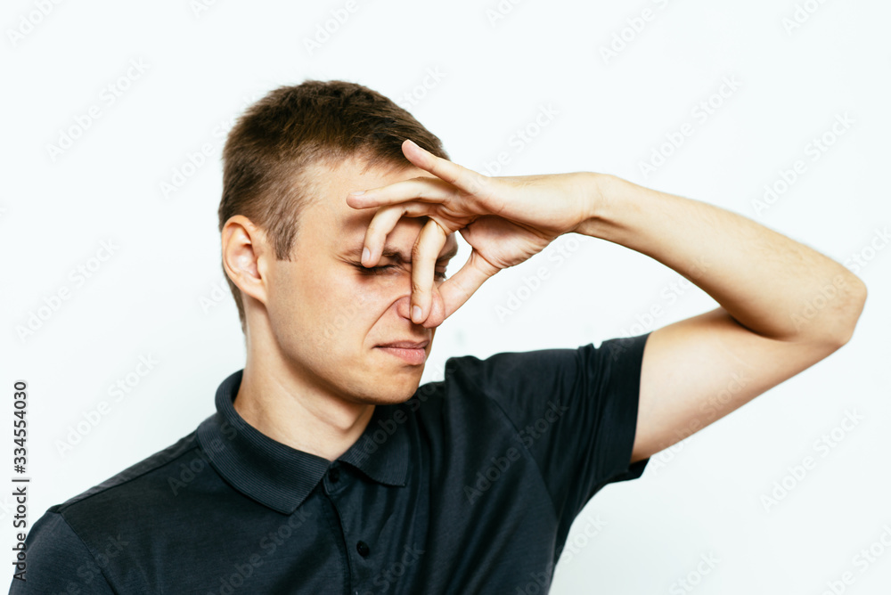The stench. Closes the man's nose The stench. Closes the man's nose