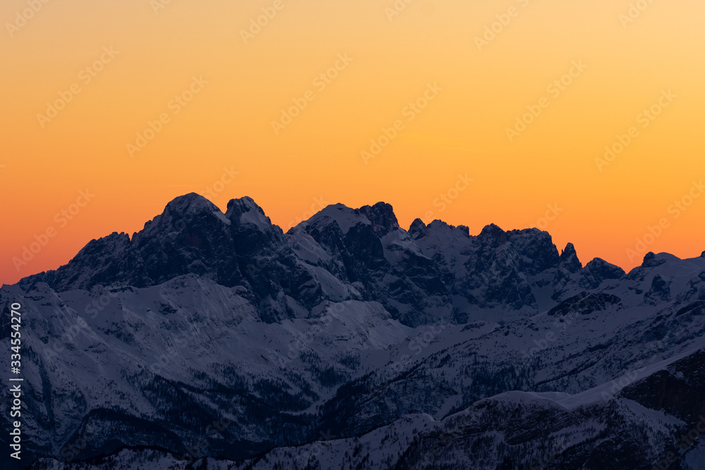 Sunset in the Italian Dolomites at Rifugio Lagazuoi