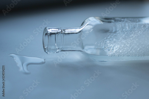 glass bottle with the soap foam