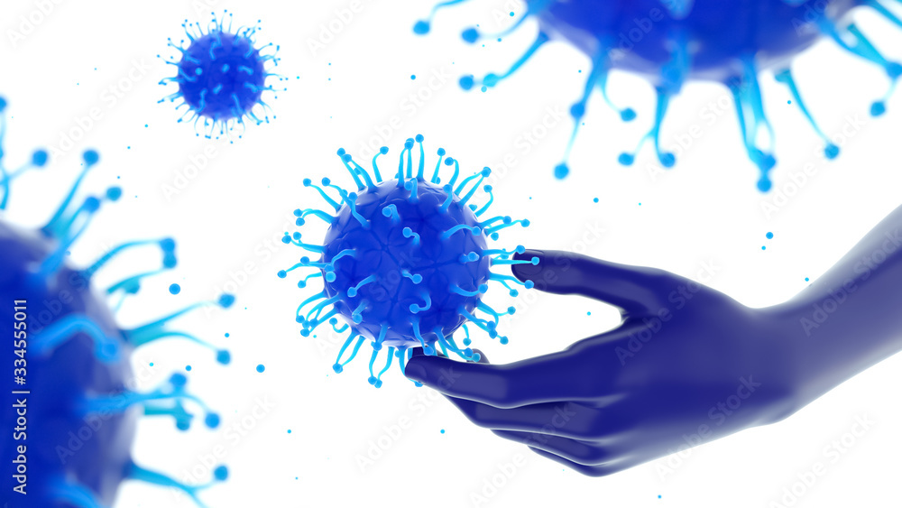 Coronavirus COVID-19 floating influenza virus cells art. Hand wash with sanitizer gel long horizontal banner. Coronavirus COVID-19 floating influenza virus cells art. Hand wash with sanitizer gel long horizontal banner.