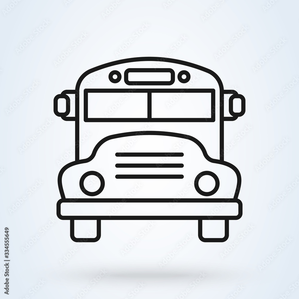 School Bus outline icon. thin line illustration. school bus or public transport School Bus outline icon. thin line illustration. school bus or public transport