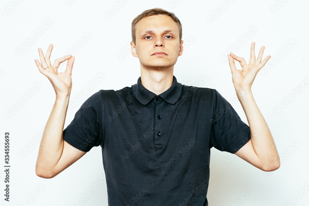 Portrait man, eyes closed, in meditation Portrait man, eyes closed, in meditation