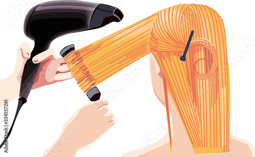 hairdresser drying and styling