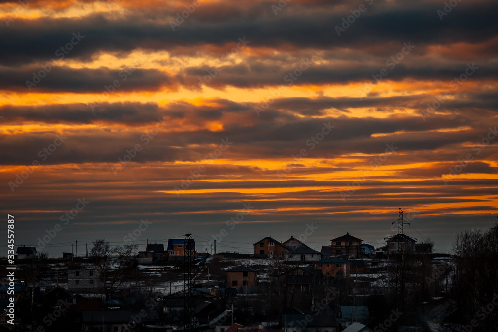 beautiful sunset over a hillside village beautiful sunset over a hillside village