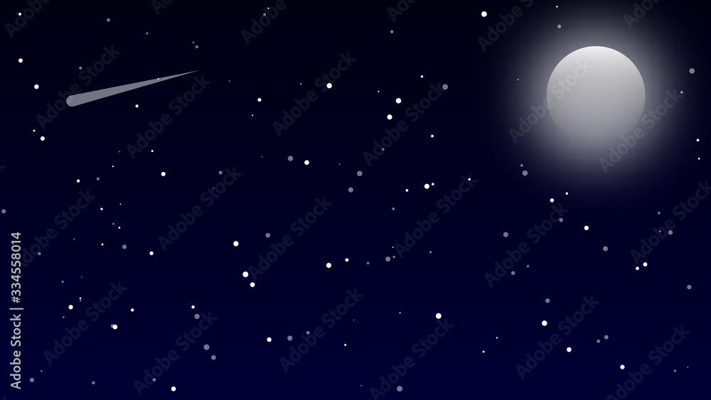 Night background, Moon and shining Stars on dark blue sky, illustration Night background, Moon and shining Stars on dark blue sky, illustration