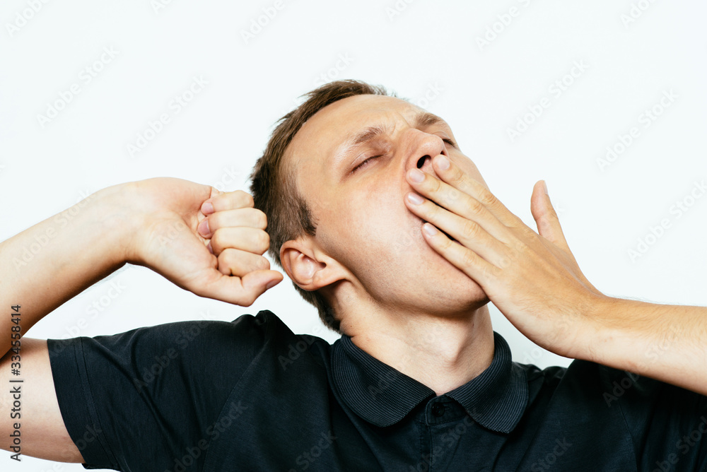 Yawns. Man Yawns. Man