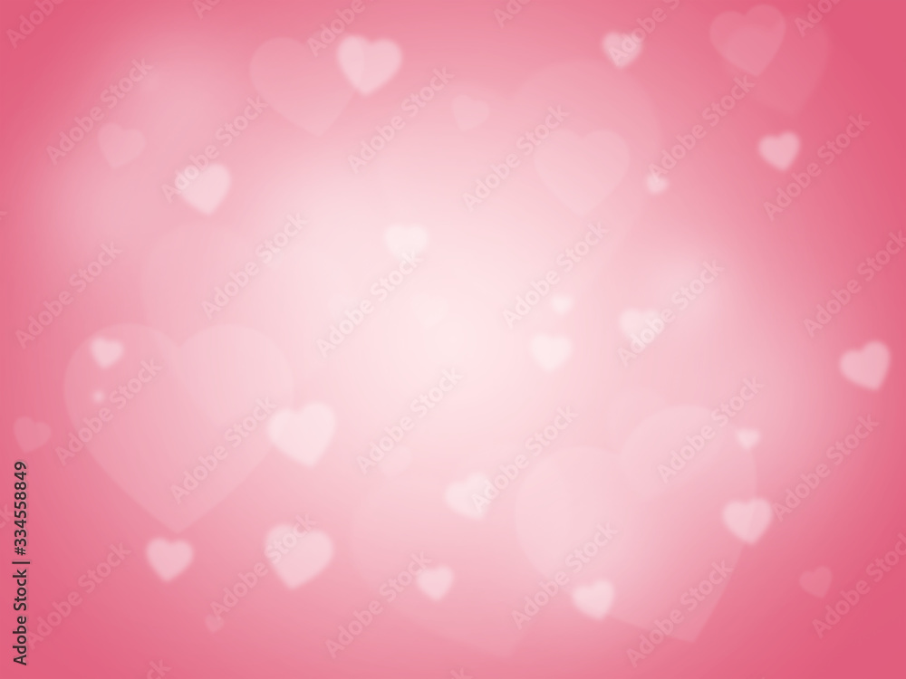 Love hearts panorama background.  Valentines day wide red rose blur banner.