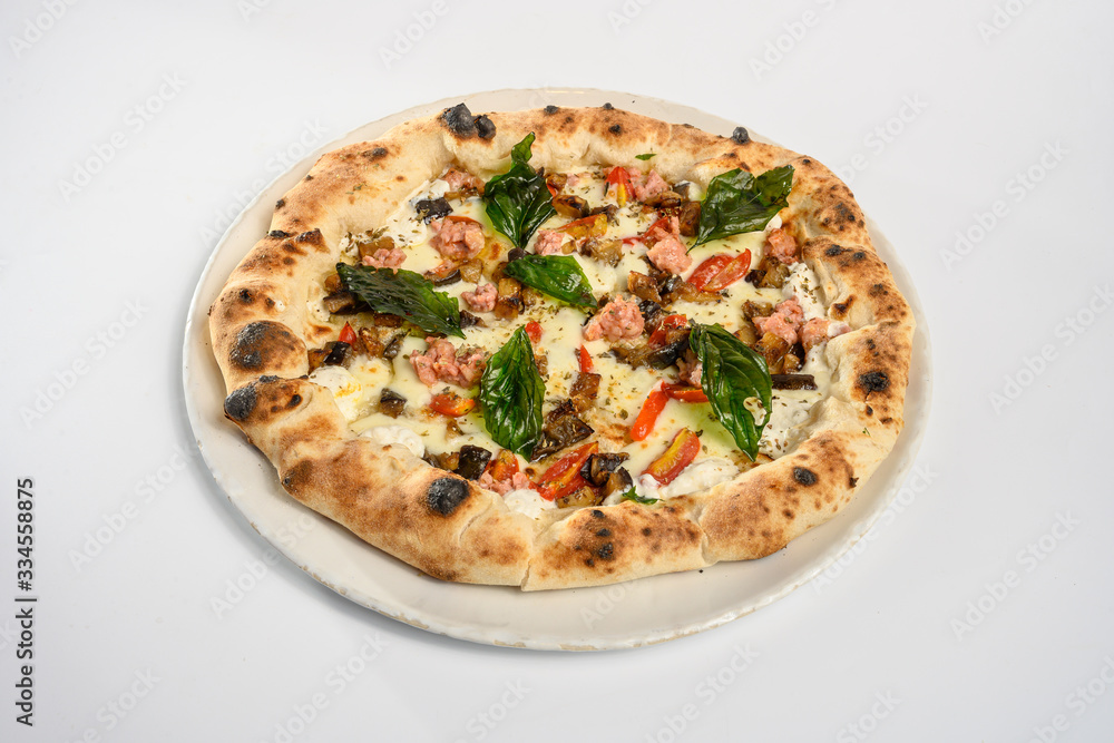High definition Cheese Pizza with spinach High definition Cheese Pizza with spinach