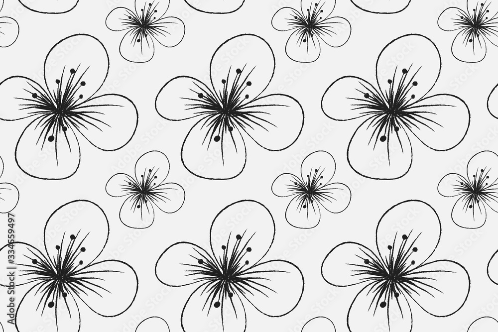 Hand drawn floral seamless pattern.