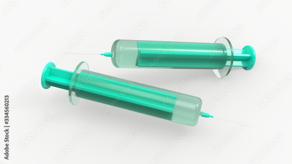 Medical concept - Syringe isolated. 3d rendering..S Medical concept - Syringe isolated. 3d rendering..S