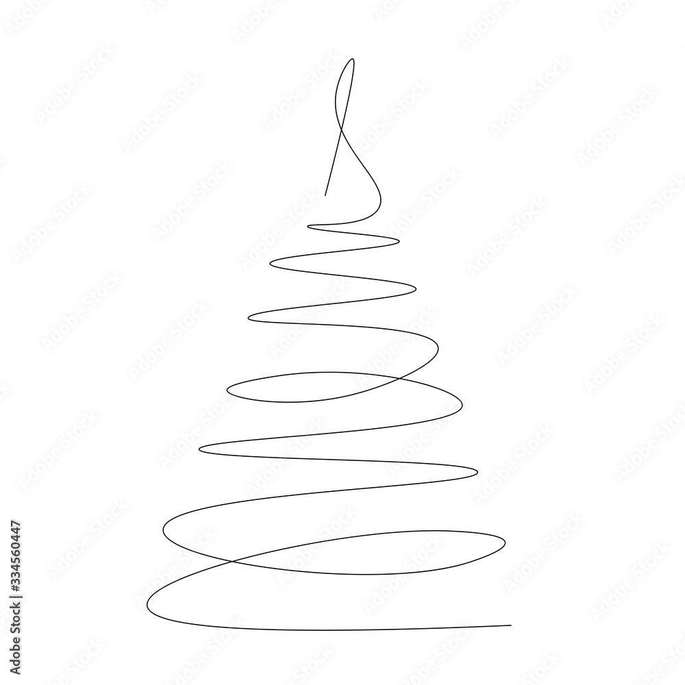 Christmas tree one line drawing vector illustration Christmas tree one line drawing vector illustration