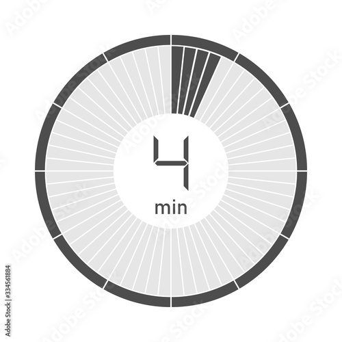 The 4 minutes stopwatch icon, digital timer. Vector illustration.