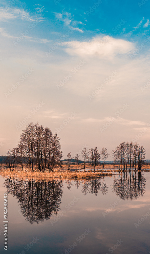 Obraz premium Views of nature of Belarus with reflection