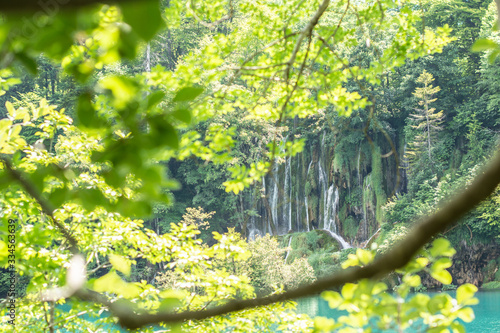 waterfall lake at plitvicke plitvice croatia summer holiday tourist travel destination  photo