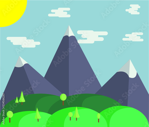 Desenho paisagem montanhas 