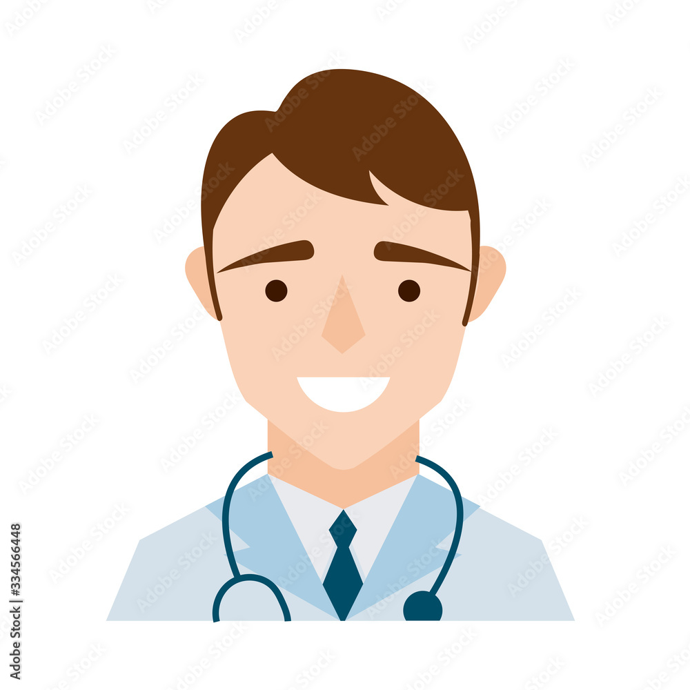 doctor with stethoscope character flat style