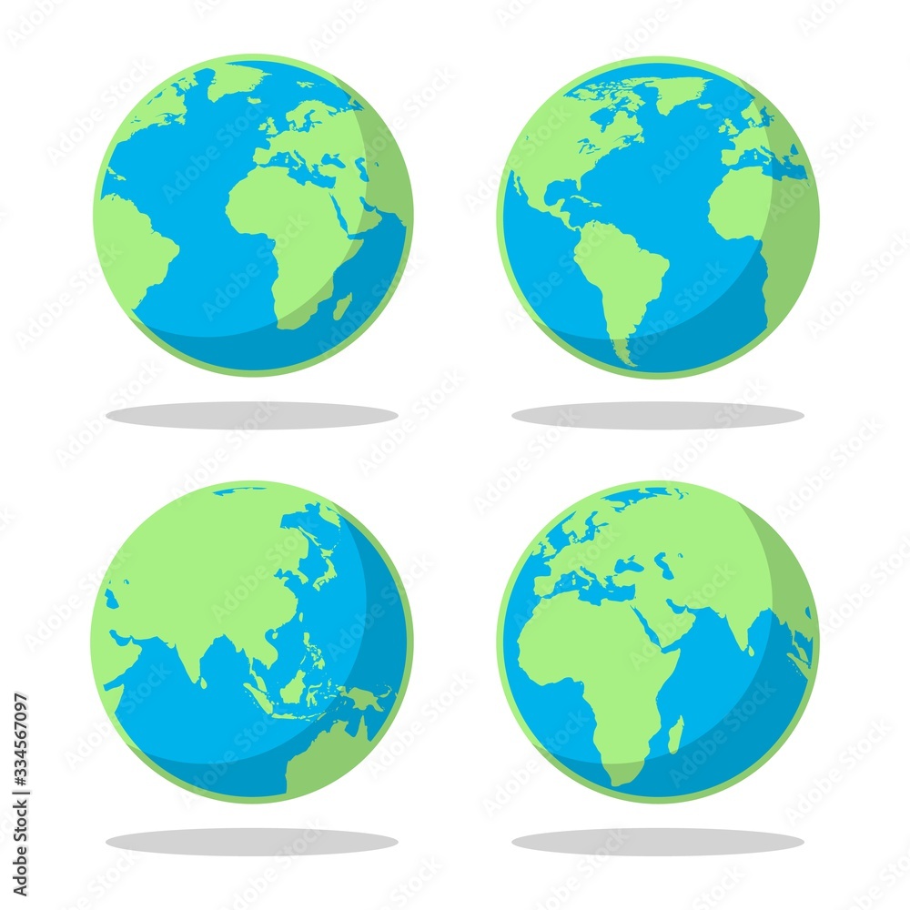 Cartoon flat earth planet set