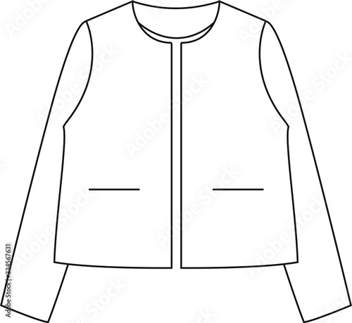 TWEED JACKET Design. Fashion flat sketch. Technical drawing APPAREL template.