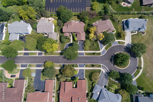 Suburban Neighborhood Cul-de-Sac Aerial