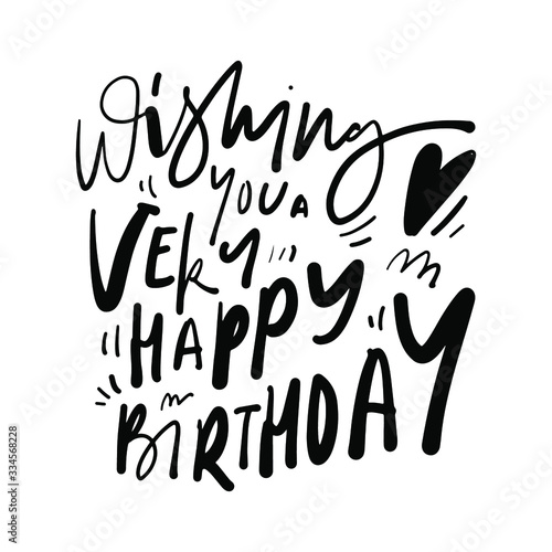 Birthday card illustration. Hand lettering for your design