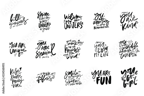 Compliment. Hand lettering quote for card, poster