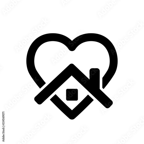 Stay home vector icon isolated on white background. Social media sign. Stay home heart home sticker symbol vector.