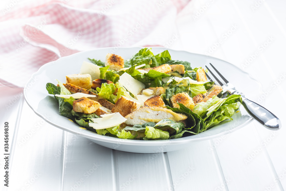 Chicken Caesar Salad with Cheese and Croutons Chicken Caesar Salad with Cheese and Croutons