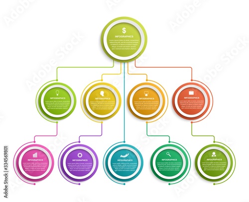Infographic design organization chart template.