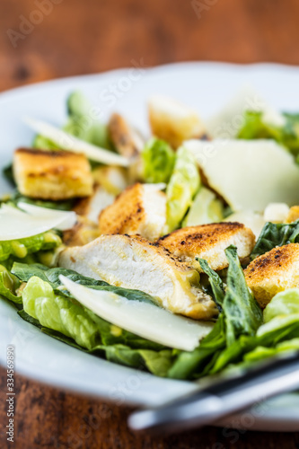 Chicken Caesar Salad with Cheese and Croutons