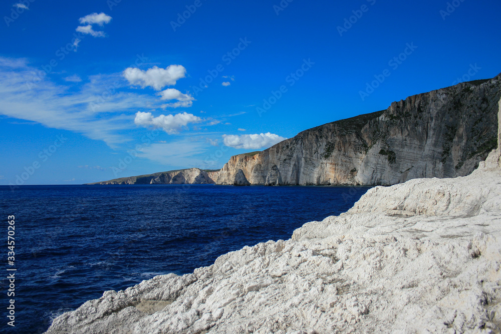 White cliffs in Greece on the island of Zakynthos