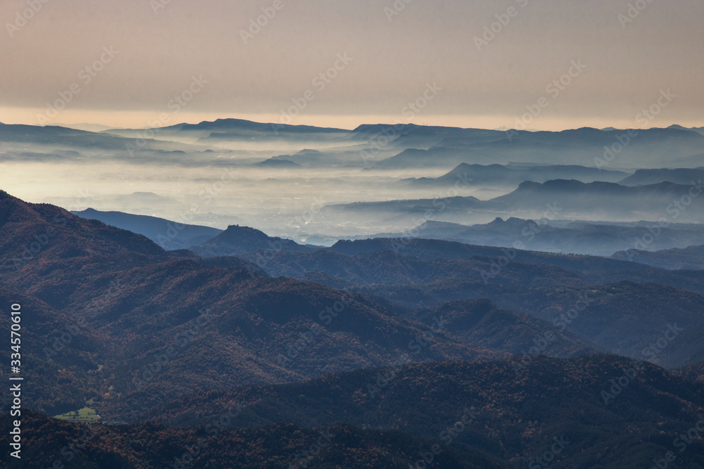 Misty foggy landscape view from a peak called Taga Misty foggy landscape view from a peak called Taga