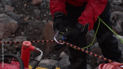 Mountain carabiner life rocks snowy mountains